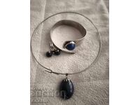 Silver Bracelet Ring with Lapis Lazuli