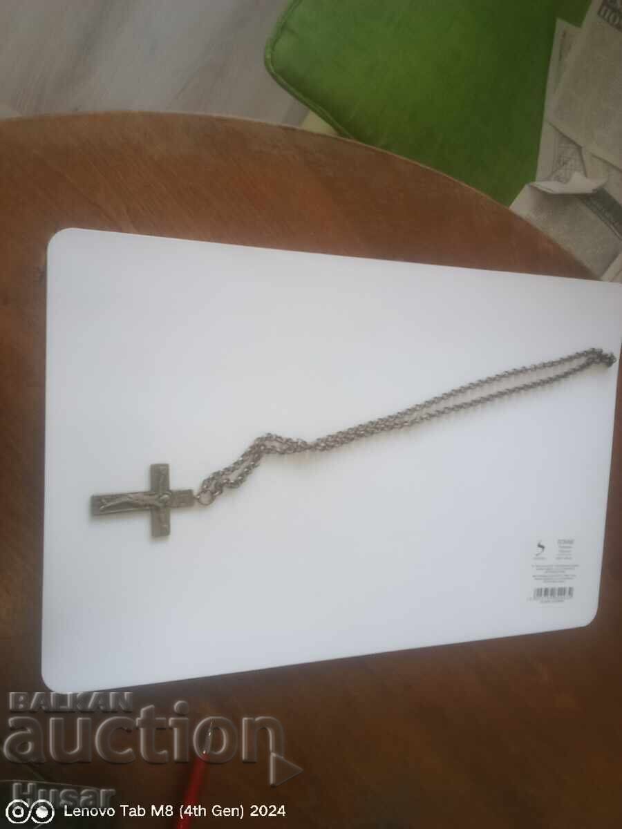 Delivery of Old massive large bronze cross with original chain