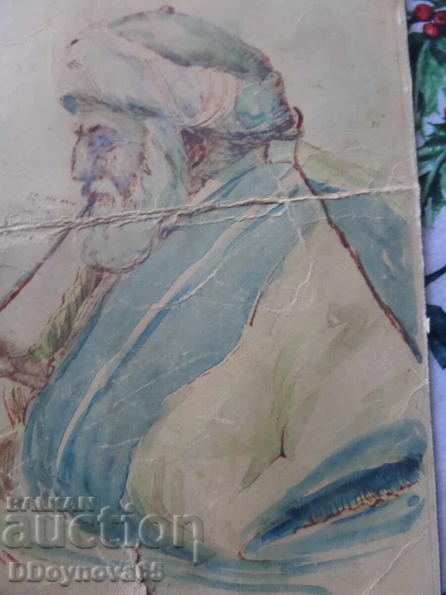 Auction  Kazimir Sultanov Watercolor, Brown Ink
