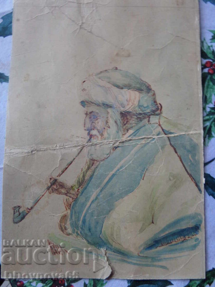 Καζιμίρ Σουλτάνοφ ακουαρέλα, καφέ μελάνι Καζιμίρ Σουλτάνοφ ακουαρέλα, καφέ μελάνι