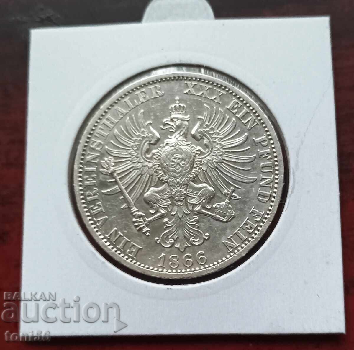 Талер на Вилхелм на Прусия 1866 с цена € 130.00 | 254.26 лв.