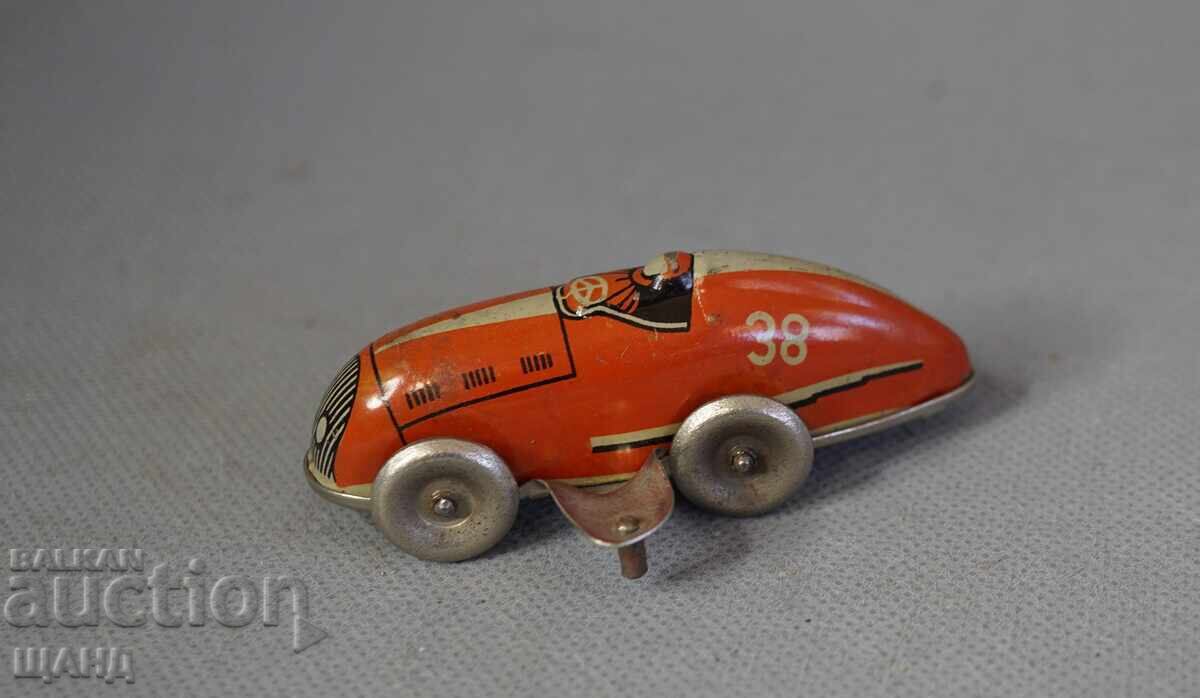 Стара метална механична играчка формула състезателна кола