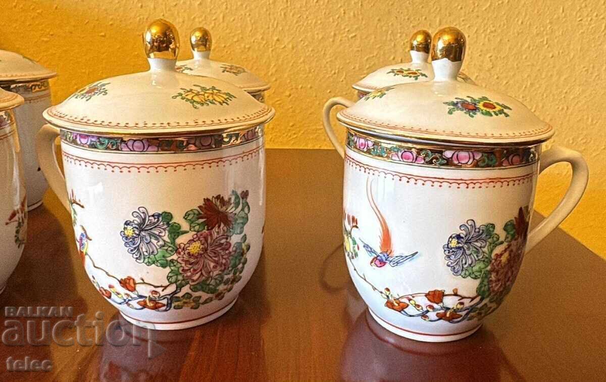 Livrarea Set de ceai cu căni și capac, porțelan chinezesc - reducere