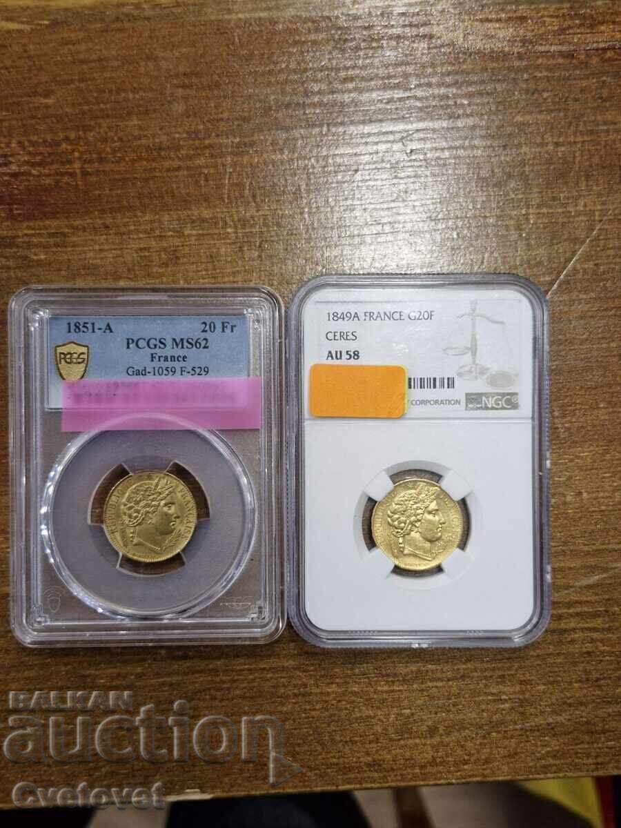 20 φράγκα 1851 MS62 και 20φράγκα 1849 AU58 - 5