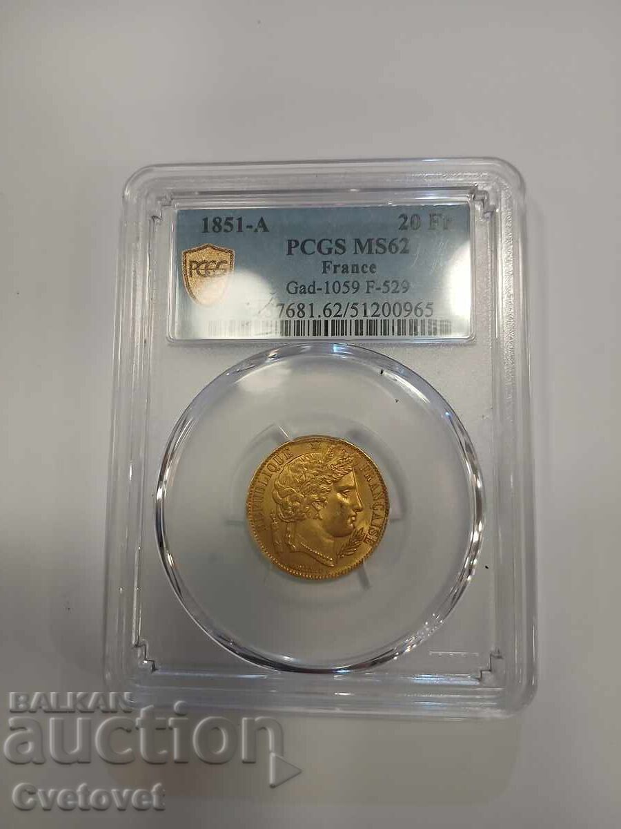 20 franci 1851 MS62 - 7 20 franci 1851 MS62 - 7