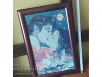 Beautiful framed tapestry "Loyalty" / fine stitch 0.01mm