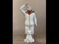 Statuetă din porțelan vintage „Pilot polar cu ursuleț” URSS