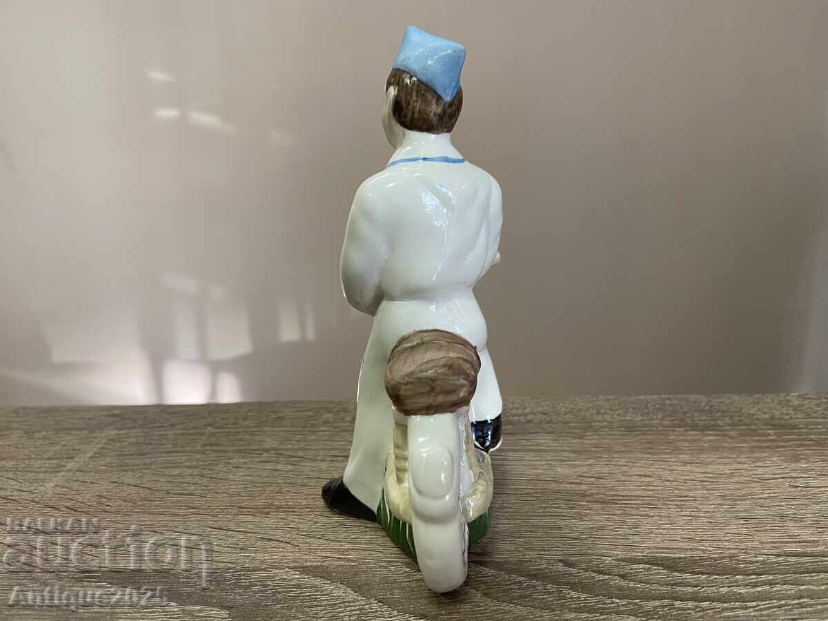 Παράδοση Αντίκα πορσελάνινο ειδώλιο "Μοτοσικλετιστής", ΕΣΣΔ