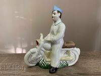 Αντίκα πορσελάνινο ειδώλιο "Μοτοσικλετιστής", ΕΣΣΔ