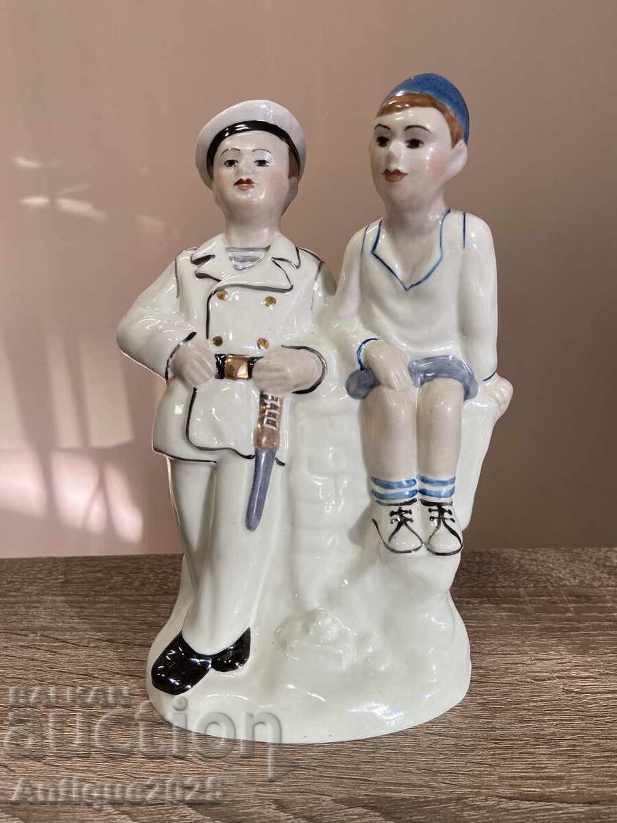 Statuetă din porțelan vintage „Doi marinari”, URSS
