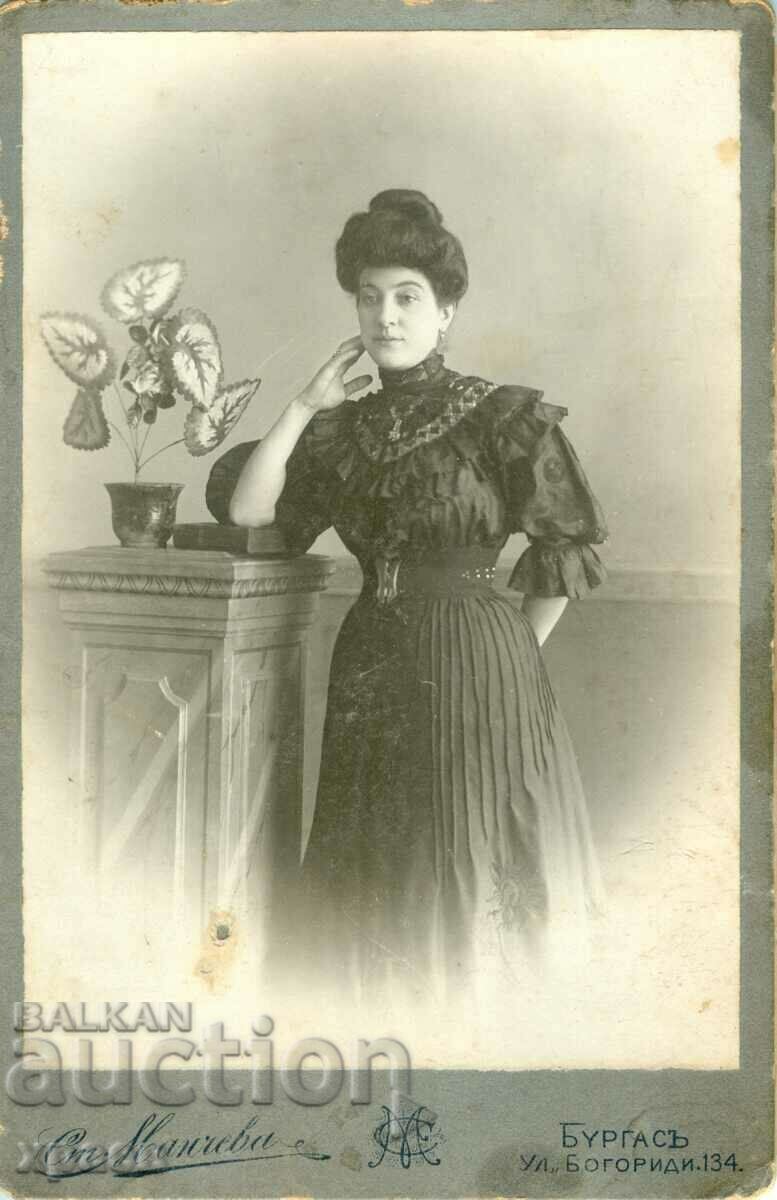 СТАРА ФОТОГРАФИЯ - КАРТОН - СТ.МАНЧЕВА - БУРГАС - 1509