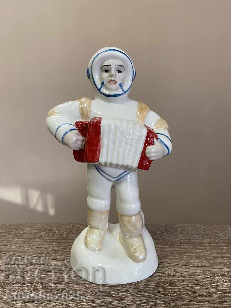 Vintage porcelain figurine "Cosmonaut with accordion", USSR