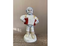 Statuetă de porțelan vintage „Cosmonaut cu acordeon”, URSS