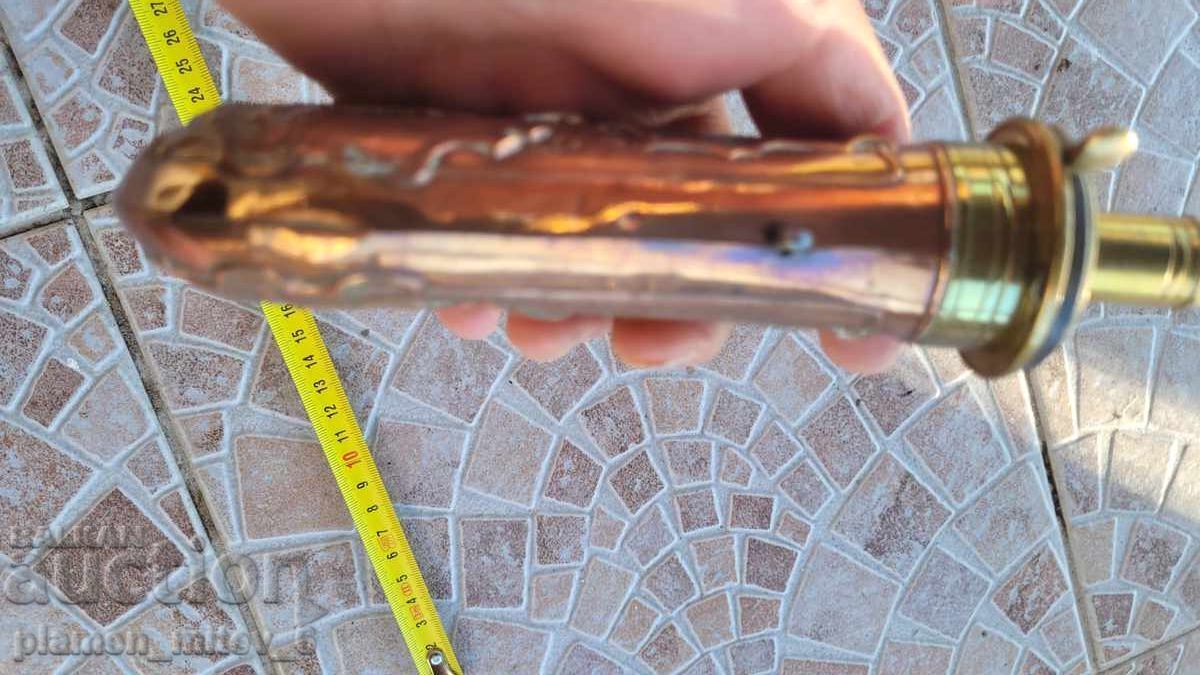 Auction  Gunpowder flask 3, cannon, pistol, handgun