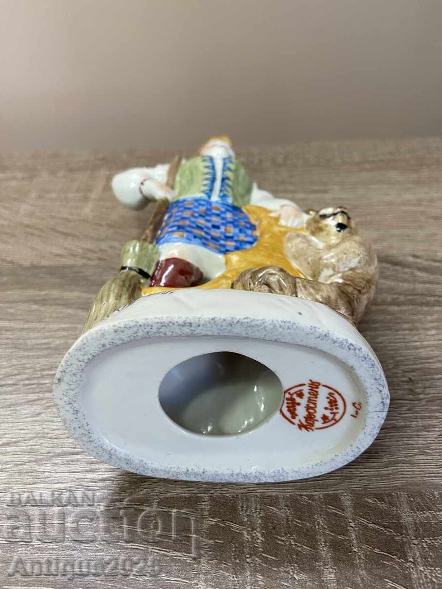 Licitație Statuetă din porțelan vintage „Fată cu diavol și mătură”, URSS