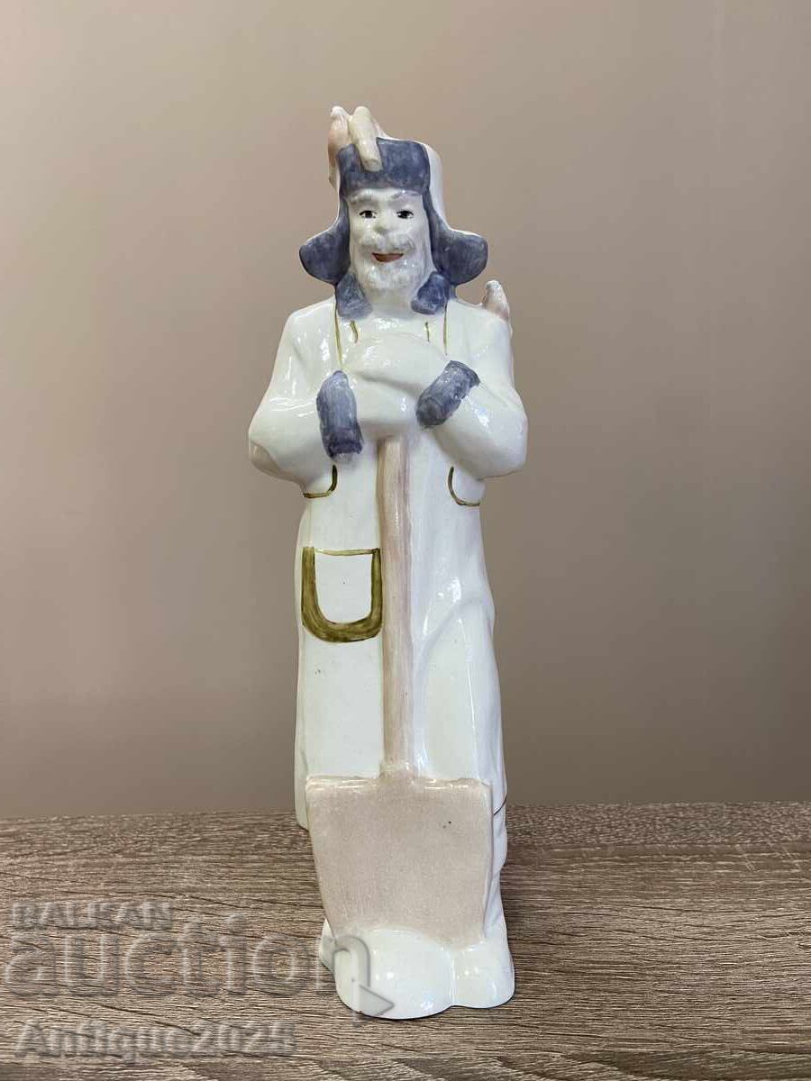 Porcelain figurine "Winter Good Old Man with Snowman"