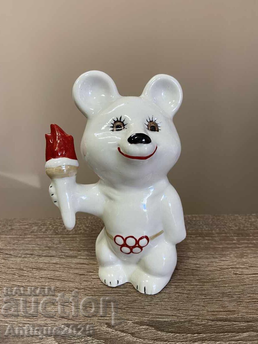 Statuetă din porțelan „Ursulețul olimpic cu torță”, URSS
