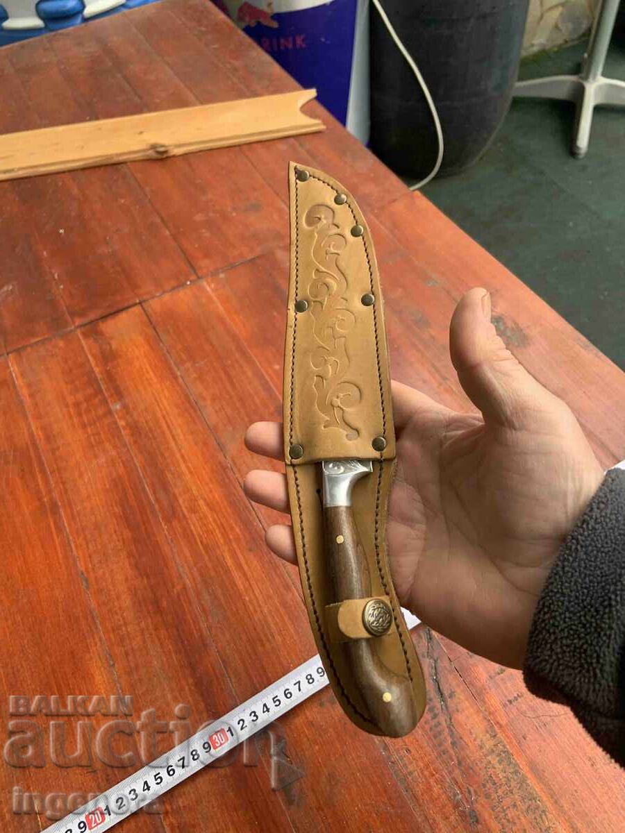 CUȚIT BULGARIA LAMĂ VECHE TEACĂ GARNITURI ORNAMENTE - 5