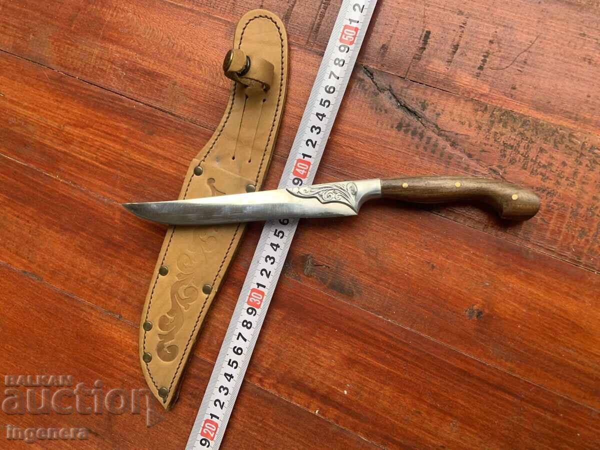 CUȚIT BULGARIA LAMĂ VECHE TEACĂ GARNITURI ORNAMENTE - 6