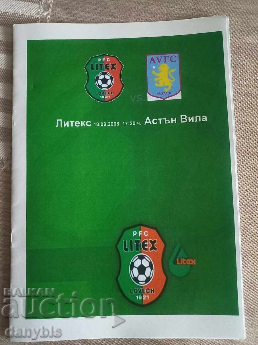 Program de meci de fotbal - Litex - Aston Villa 2008