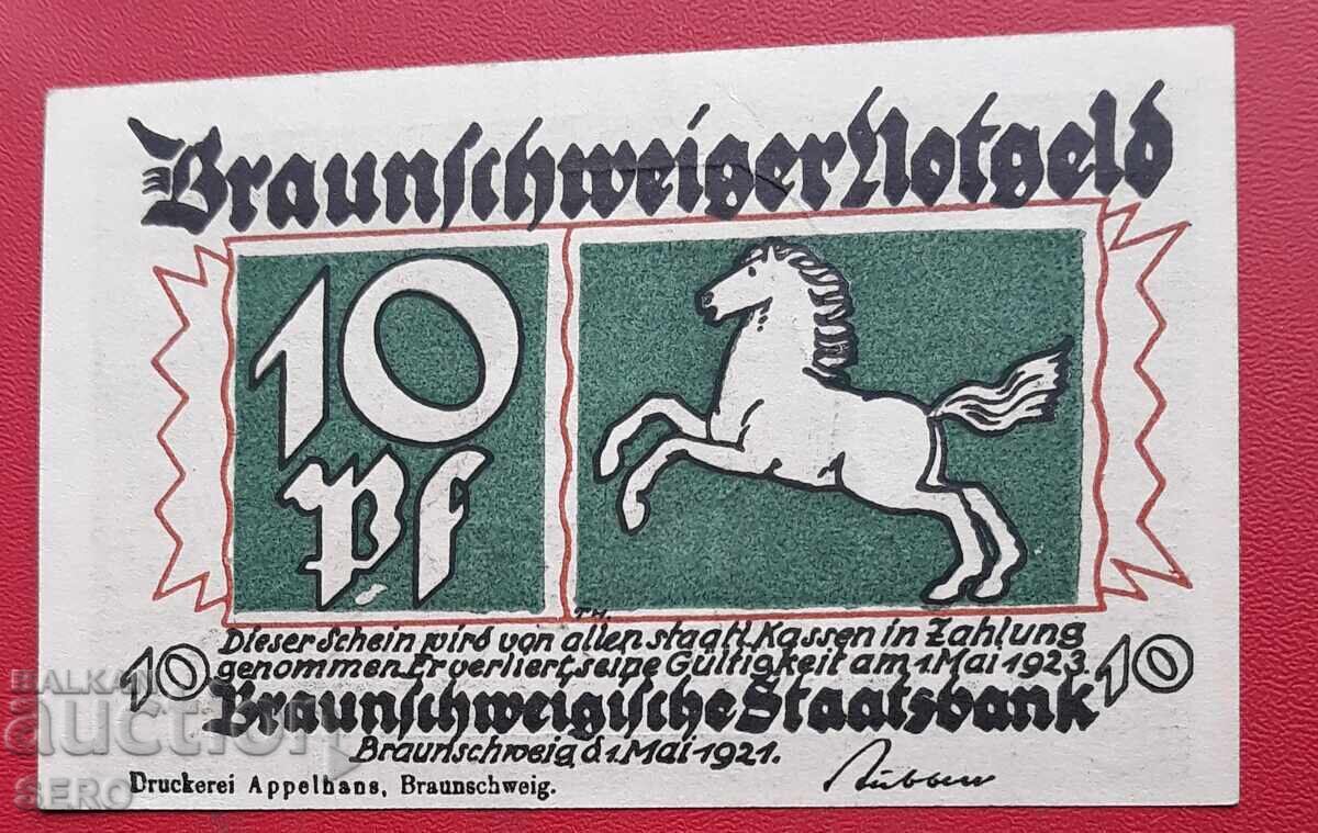 Банкнота-Германия-Брауншвийг-10 пфенига 1921 Банкнота-Германия-Брауншвийг-10 пфенига 1921