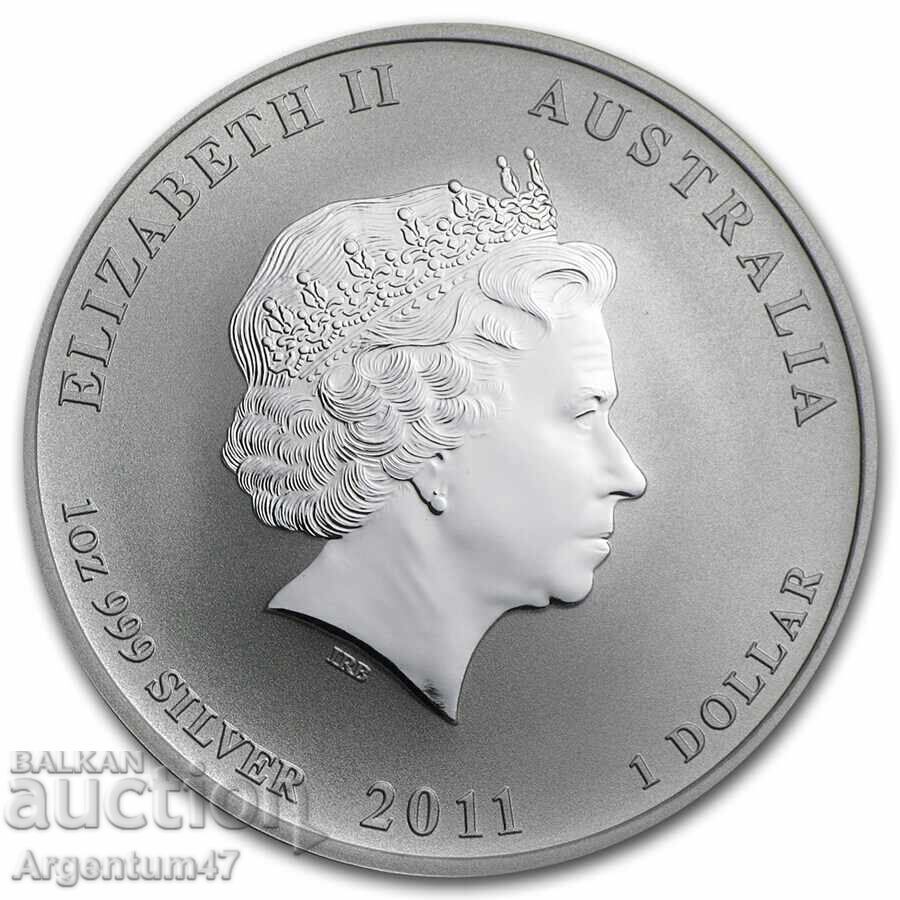 ARGINT 1 OZ 2011 AUSTRALIA - LUNAR ANUL IEPURULUI cu preț € 129.99 | 254.24 BGN