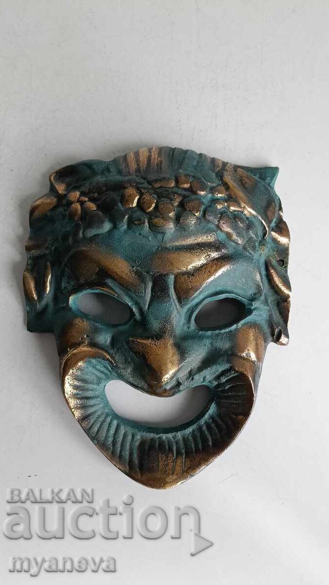 Licitație Masca masivă de bronz a unui satir cu cunună de struguri