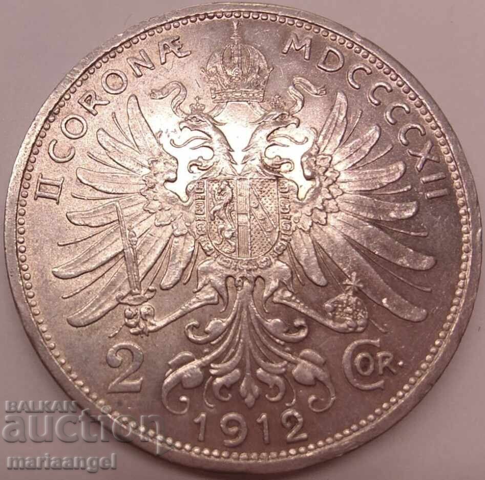 2 coroane 1912 Austria Patină Aurie Argint - 7