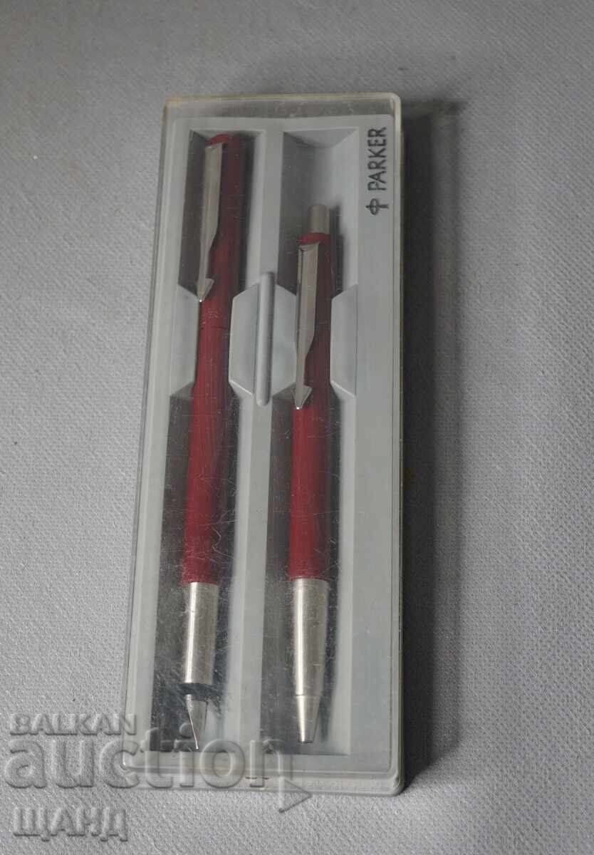 Parker Vector ballpoint pen and Parker fountain pen England with box
