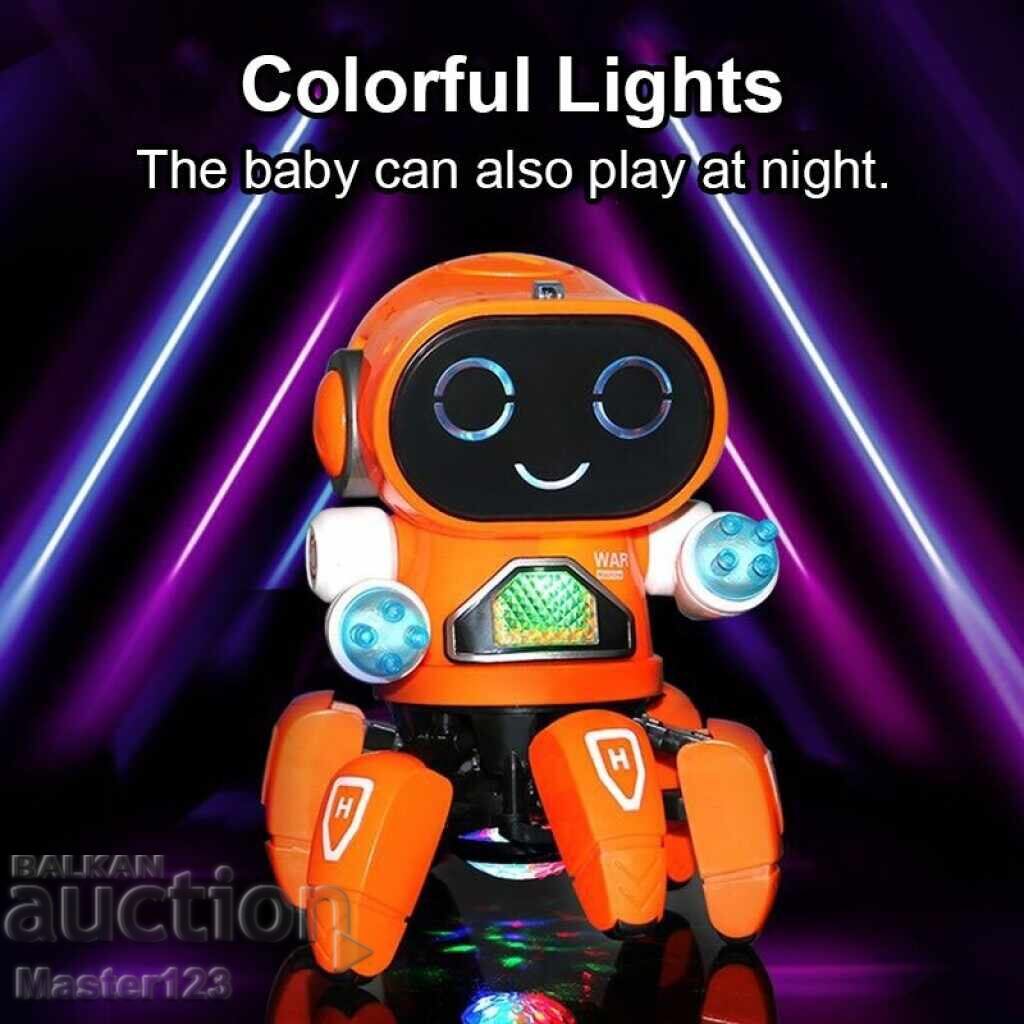 Mini robot dansator cu lumini LED și rotație la 360 de grade