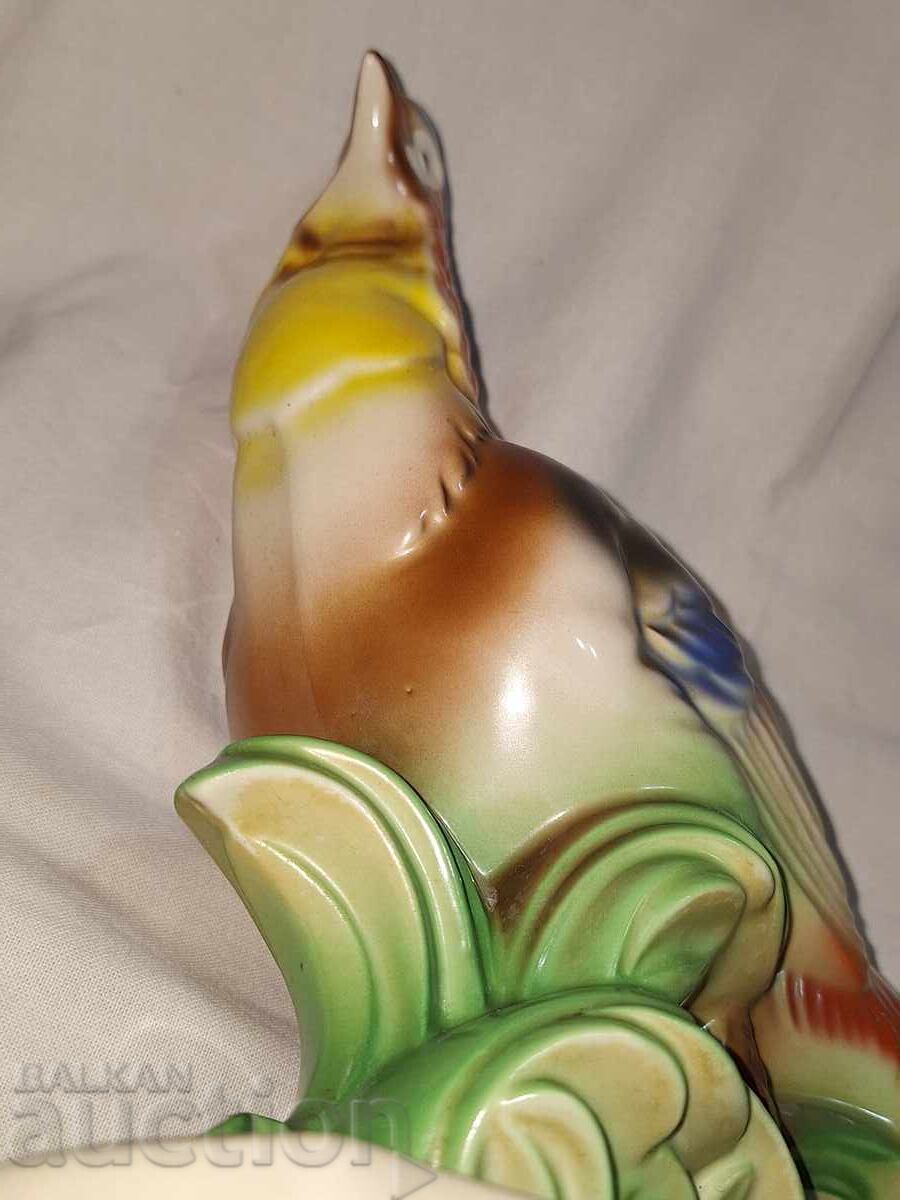 Стара голяма порцеланова фигура папагал - 6