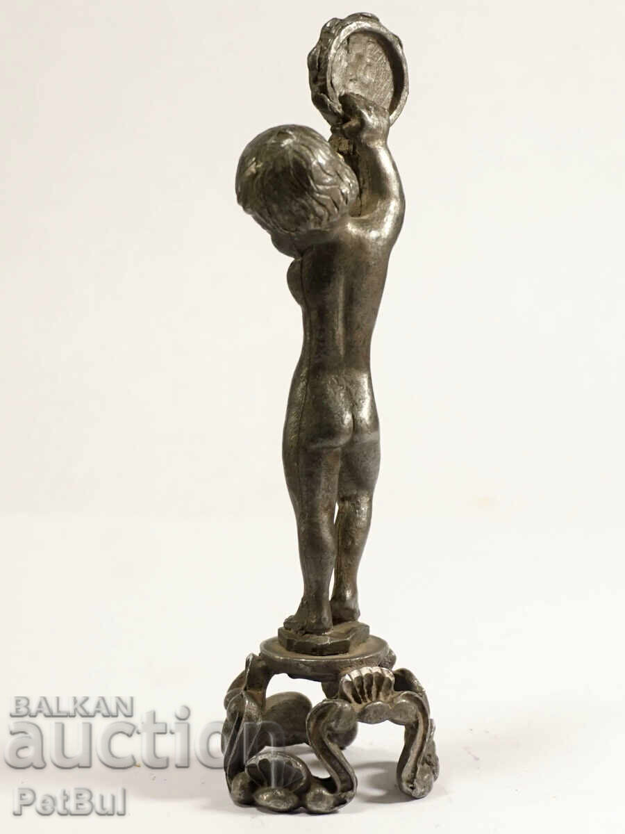Souvenir Old Figurine of a Musician Boy with a Tambourine and Sash Souvenir Old Figurine of a Musician Boy with a Tambourine and Sash