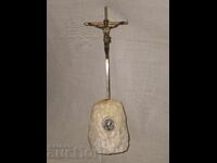 Стар настолен бронзов кръст разпятие
