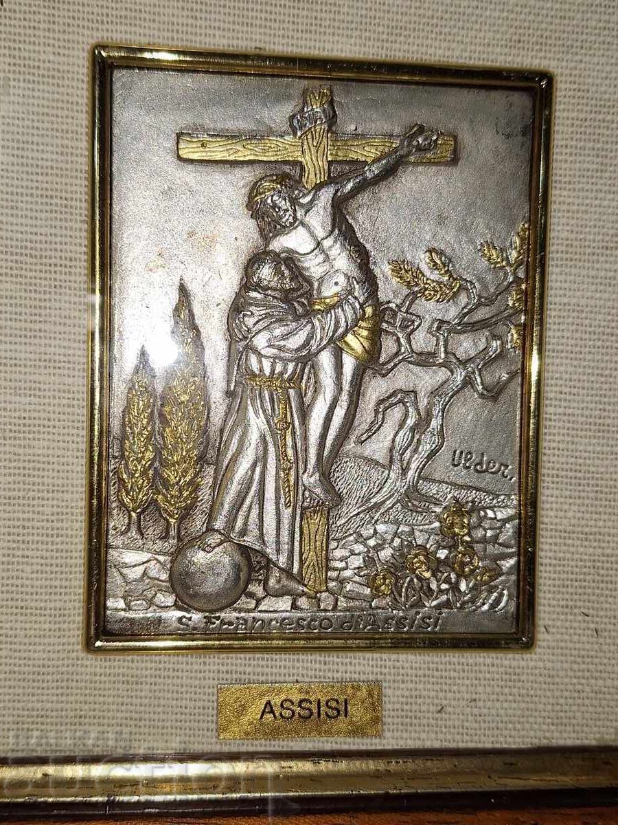 Icoană din argint--Sfântul Francisc din Assisi cu preț € 40.00 | 78.23 BGN