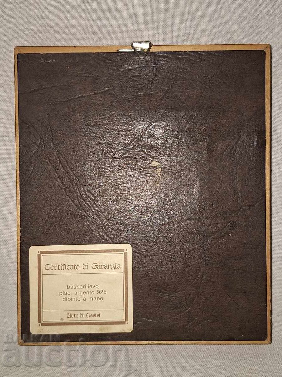 Licitație Icoană de argint, cu certificat pe spate