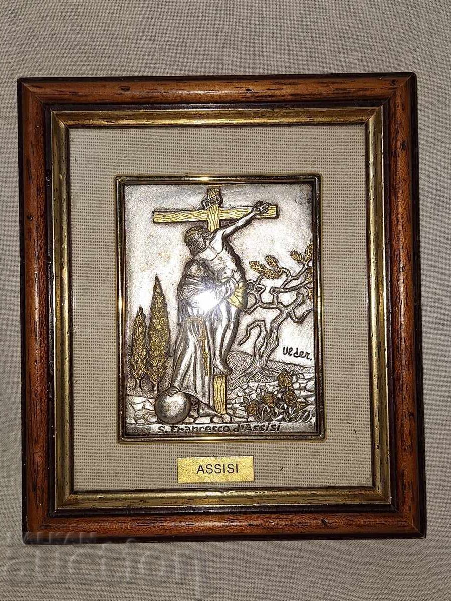 Icoană din argint--Sfântul Francisc din Assisi