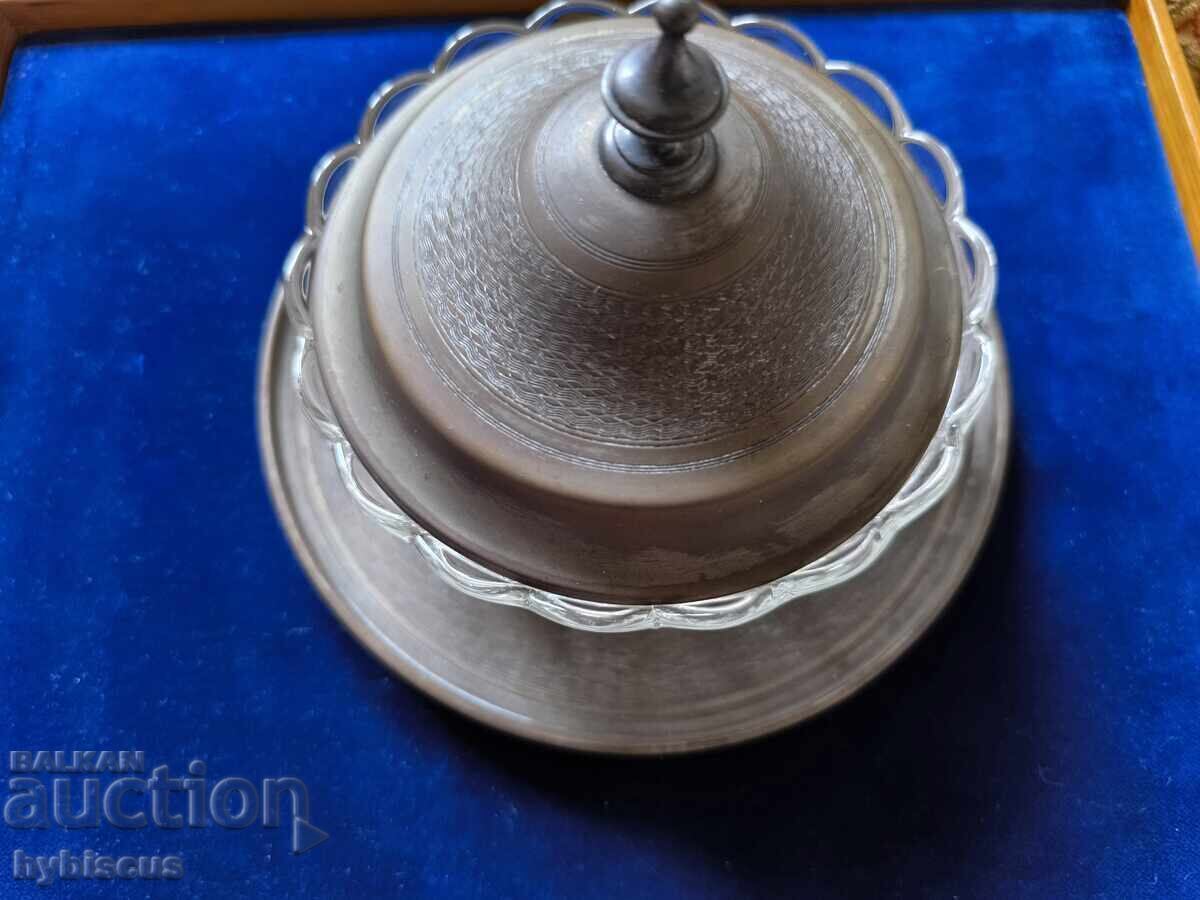 Antique. German silver-plated dish marked, Mitroshanov store
