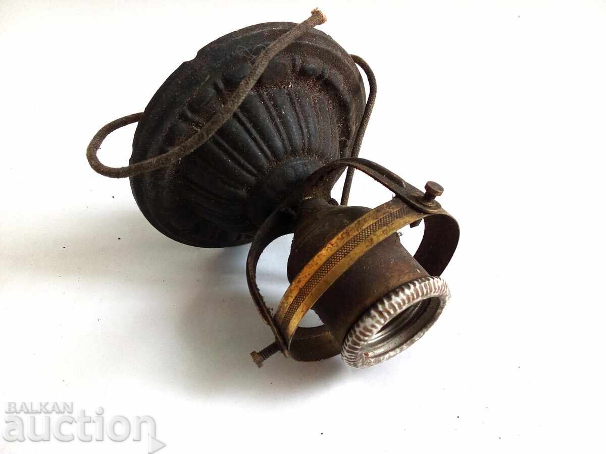 Old porcelain socket lamp lantern chandelier lampshade 1920 - 6