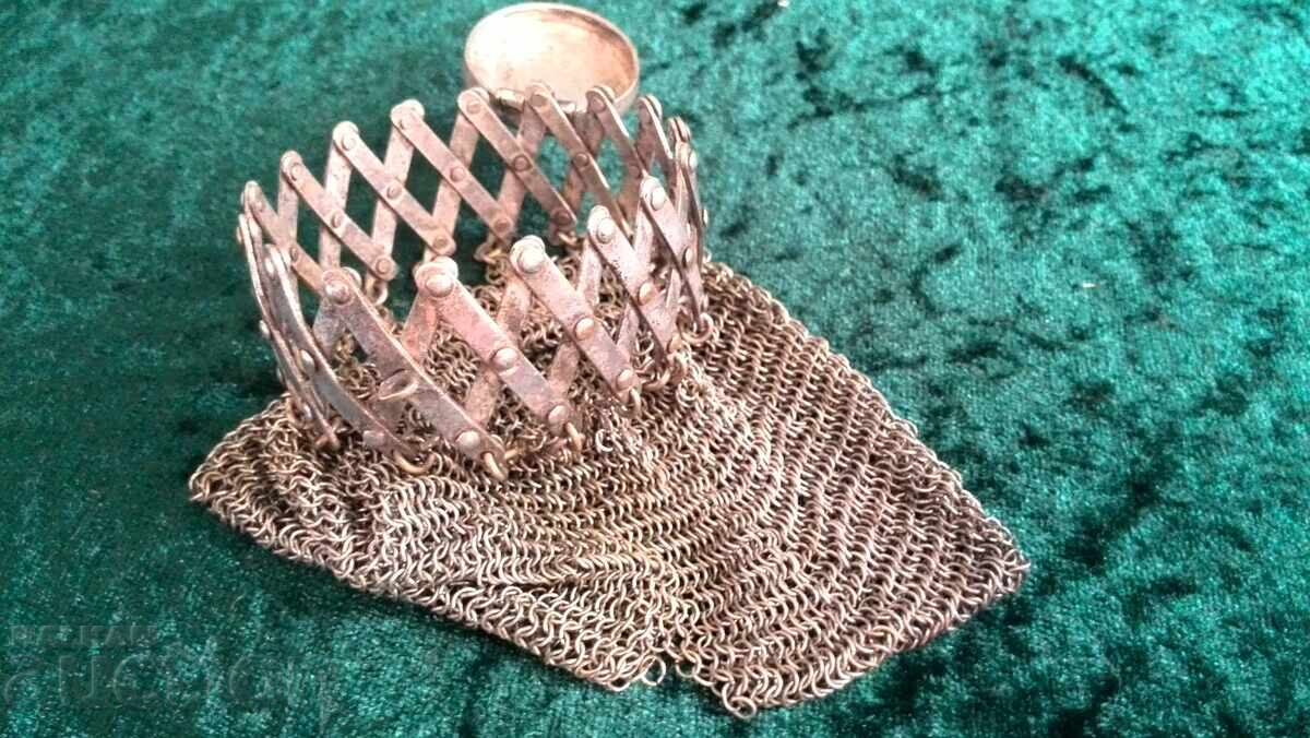 Παλιό ασημένιο γυναικείο ρολόι και πορτοφόλι - 7