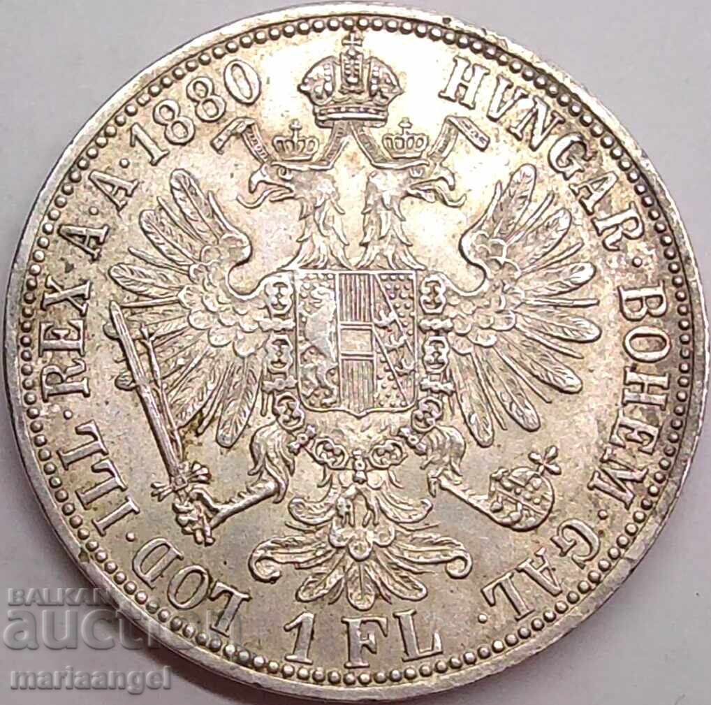 Austria 1 Florin 1880 Franz Joseph Silver - 6