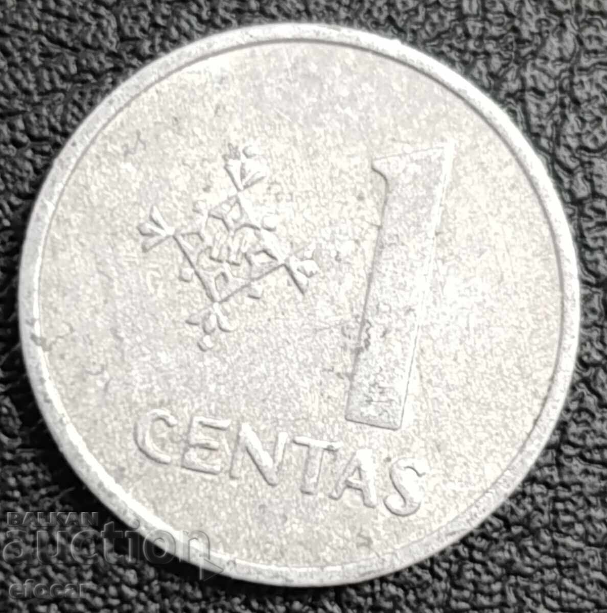 1 λεπτό Λιθουανίας 1991