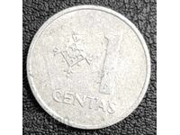 1 λεπτό Λιθουανίας 1991