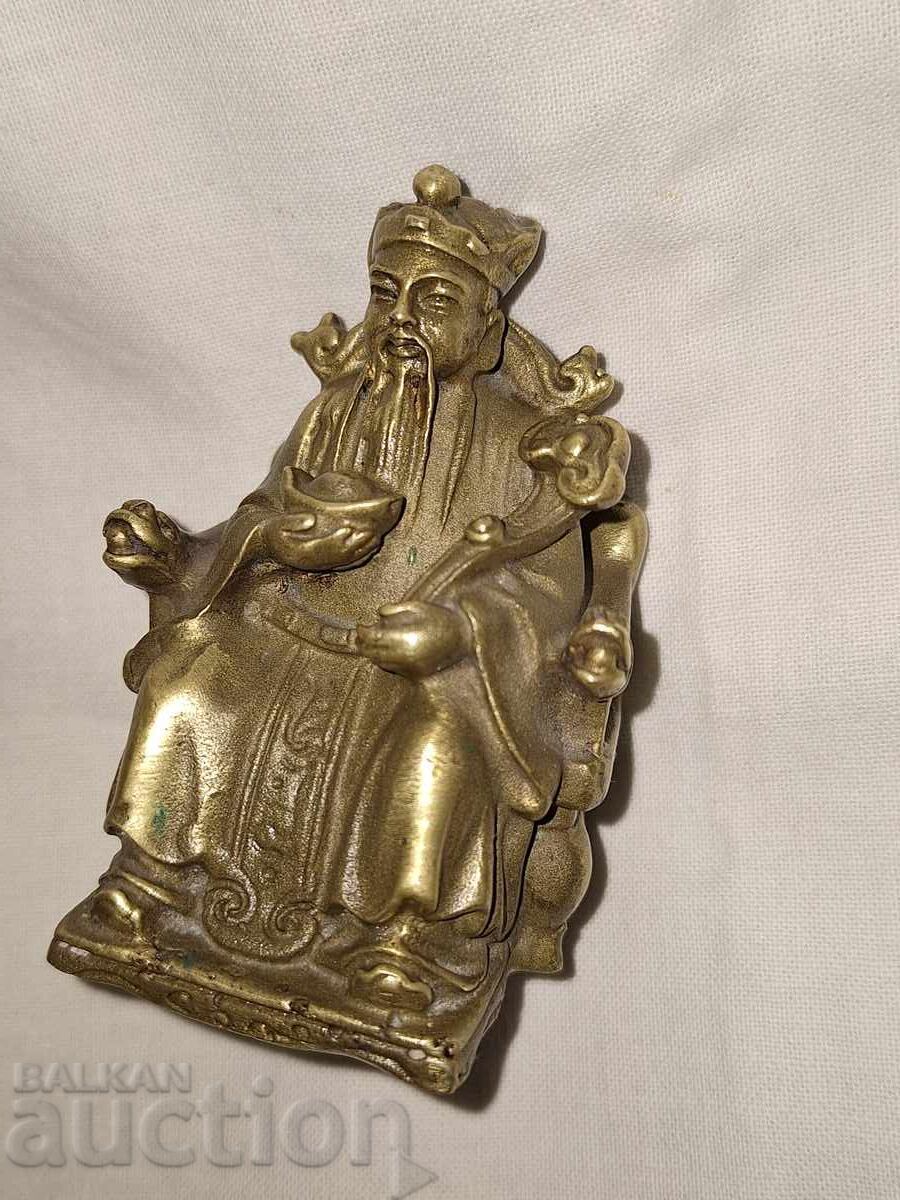 Auction  Old Bronze Figure Sculpture -- God of Wealth