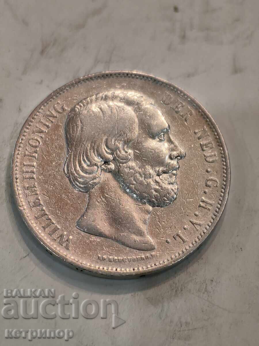 2 1/2 guldeni Olanda / Țările de Jos 1872 argint rar cu preț € 108.00 | 211.23 BGN