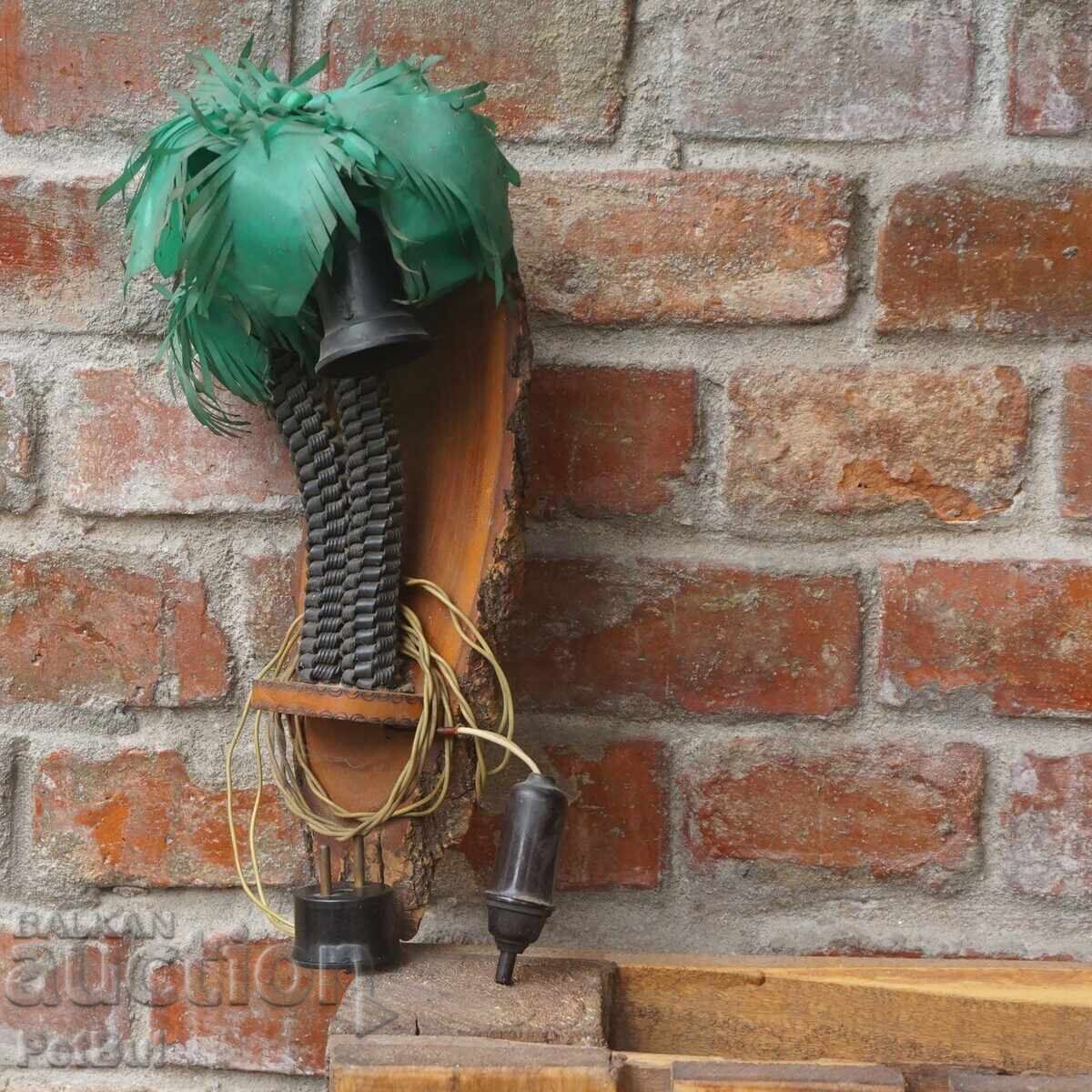 Mica Lampă de Noptieră de Perete Palmier Împletit cu Ștecher și Întrerupător