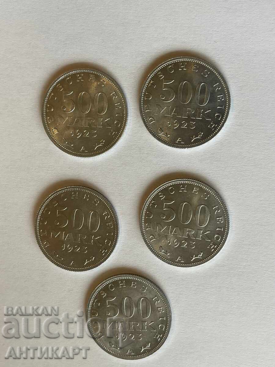 Germania 5 bucăți monede de 500 mărci 1923 aluminiu Germania 5 bucăți monede de 500 mărci 1923 aluminiu