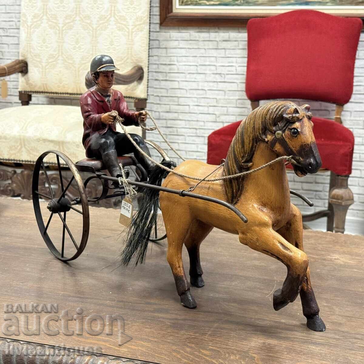 Доставка на Статуетка каруцар и кон в движение като ново