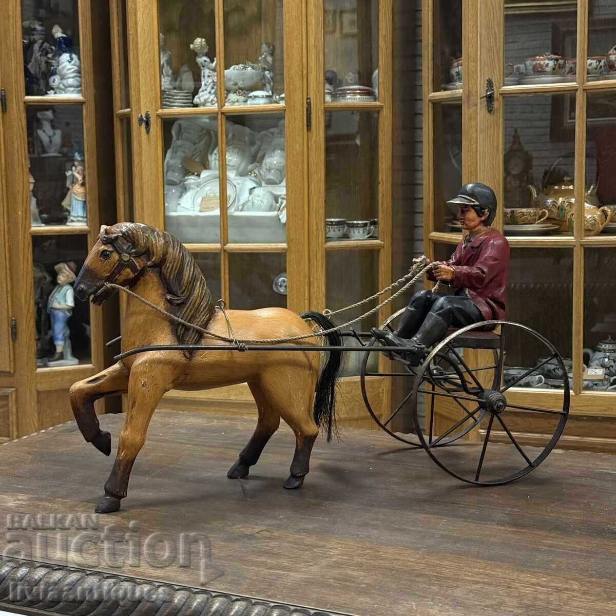 Статуетка каруцар и кон в движение като ново