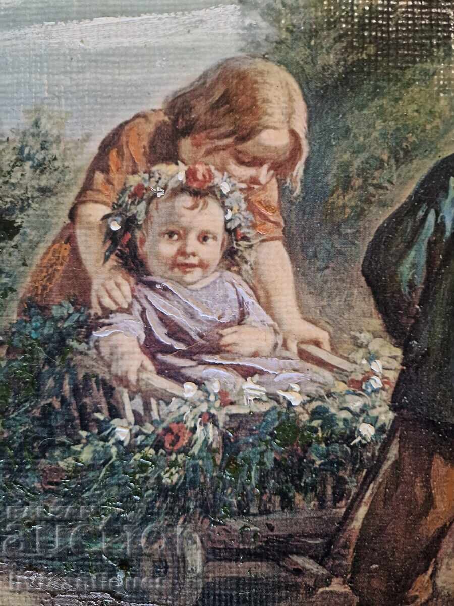 Репродукция на известна картина употребявана, дървена рамка с цена € 120.00 | 234.70 лв.