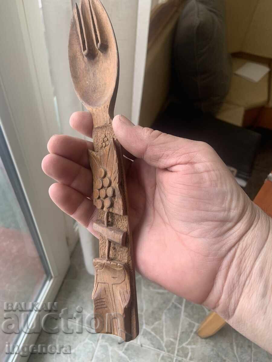 Auction  Wood carving fork souvenir